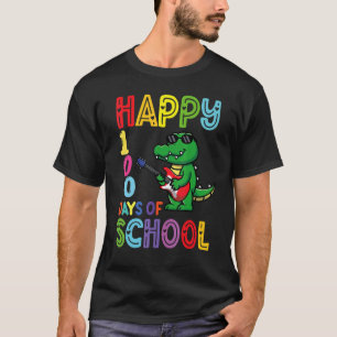 Happy 100th Day of School Cute Crocodile Playing G T-Shirt