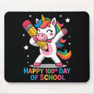 Happy 100th Day Of School Cute Rainbow Unicorn Wom Mouse Pad
