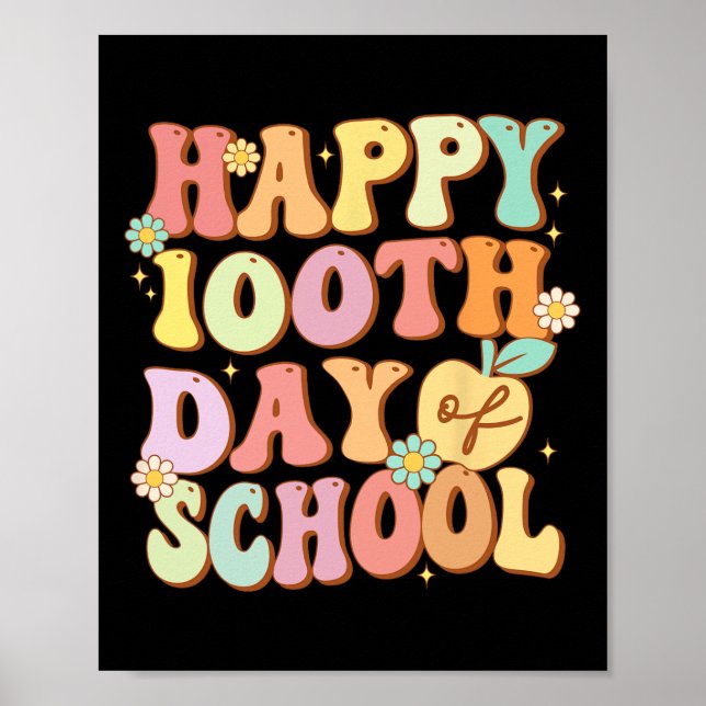 Happy 100th Day Of School Cute Students Kids Teach Poster (Front)