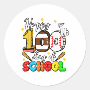 Happy 100th Day Of School Footbyll Sell Sport Love Classic Round Sticker