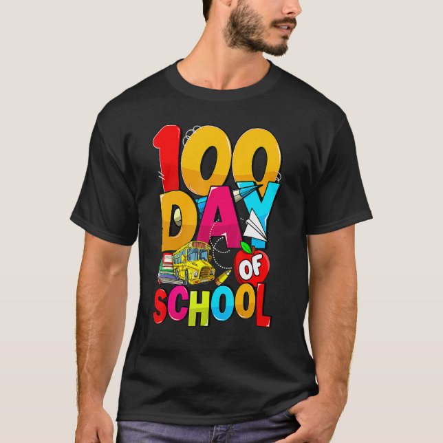 Happy 100th Day Of School Groovy 100 Days Of Schoo T-Shirt (Front)