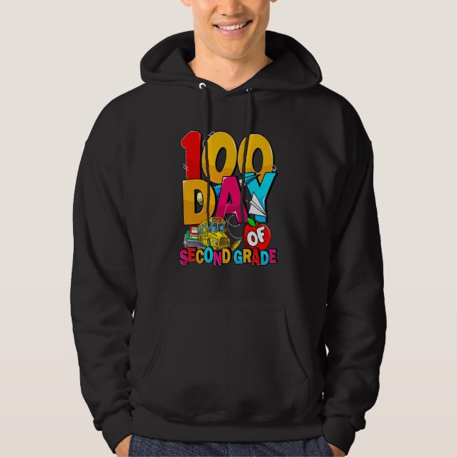 Happy 100th Day Of School Groovy 100 Days Of Secon Hoodie (Front)