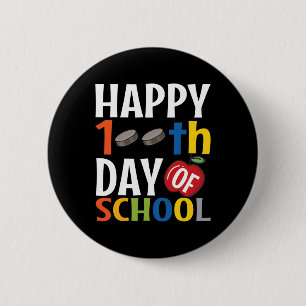 Happy 100th Day Of School Hockey Teacher Student 6 Cm Round Badge