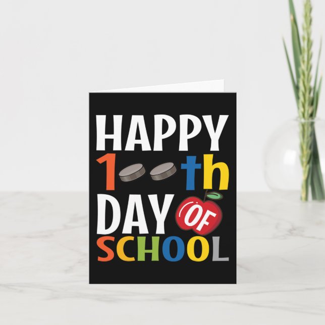 Happy 100th Day Of School  Hockey Teacher Student  Card (Front)