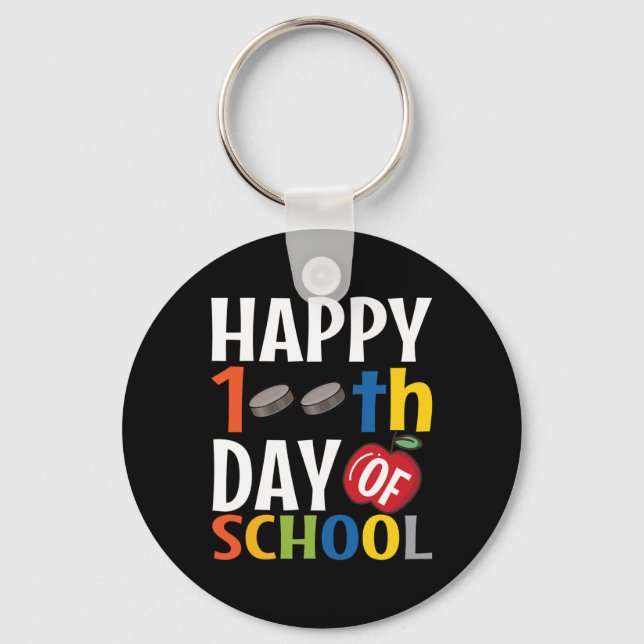 Happy 100th Day Of School  Hockey Teacher Student  Key Ring (Front)