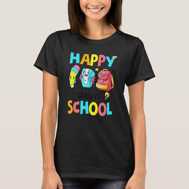 Happy 100th Day Of School Pencil School Bag Kids B T-Shirt (Front)
