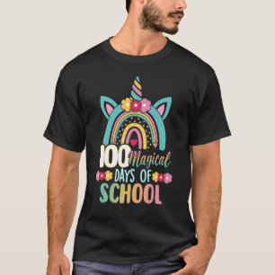 Happy 100th Day Of School Rainbow Unicorn 100 Magi T-Shirt