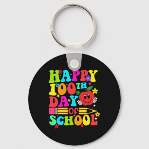 Happy 100th Day Of School Retro 100 Days Teacher S Key Ring