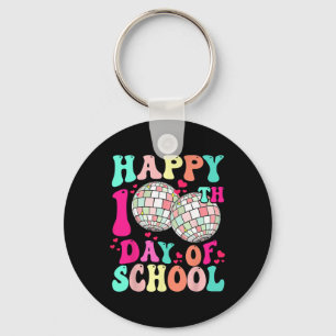 Happy 100th Day Of School Retro Disco 100 Days Tea Key Ring
