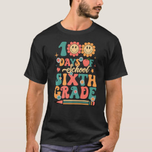 Happy 100th Day of School Retro Groovy 100 Days Si T-Shirt