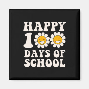 Happy 100th Day Of School Retro Groovy Cute Graphi Magnet