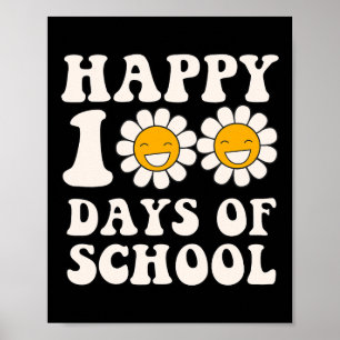 Happy 100th Day Of School Retro Groovy Cute Graphi Poster