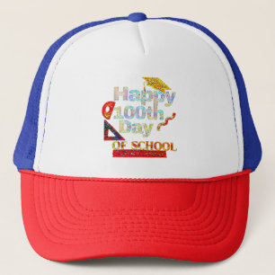 Happy 100th day of school retro style trucker hat