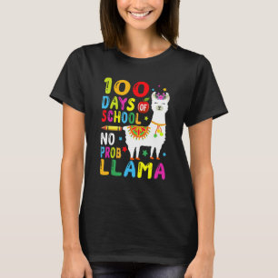 Happy 100th Day Of School Shirt No Probllama Llama