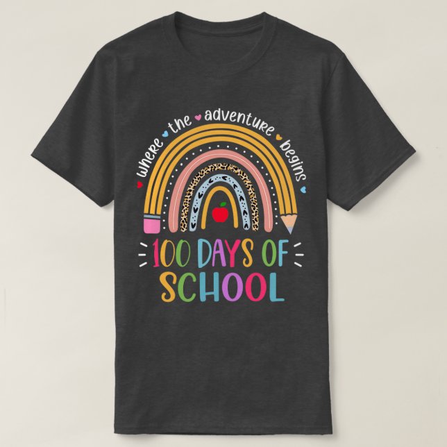 Happy 100th Day Of School Smarter Rainbow Teacher  T-Shirt (Design Front)