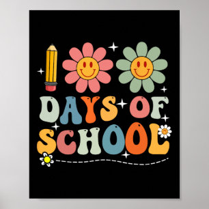Happy 100th Day Of School Student Cute Boys Girls Poster
