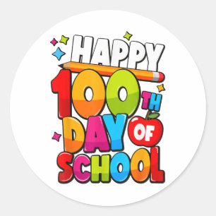 Happy 100th Day Of School Teacher Kids 100 Days Of Classic Round Sticker