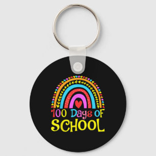 Happy 100th Day Of School Teacher Kids 100 Days Ra Key Ring