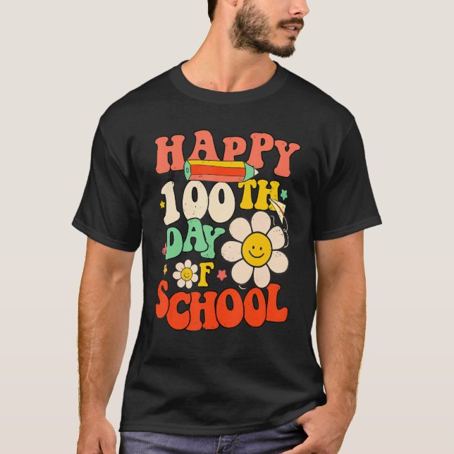 Happy 100th Day Of School Teacher Kids 100 Days Re T-Shirt (Front)