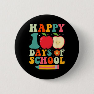 Happy 100th Day Of School Teacher Kids Retro Groov 6 Cm Round Badge