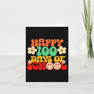 Happy 100th Day Of School Teacher Kids Retro Groov Card