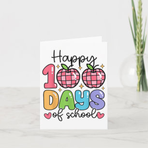 Happy 100th Day Of School Teacher Kids Retro Groov Card