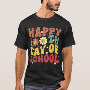 Happy 100th Day Of School Teacher Kids Retro Groov T-Shirt