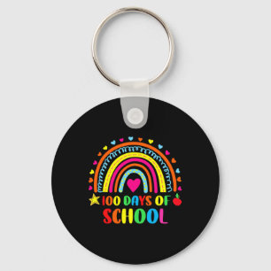 Happy 100th Day Of School Teacher Rainbow 100 Days Key Ring