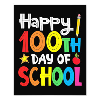 Happy 100th Day Of School Teacher Rainbow Photo Print