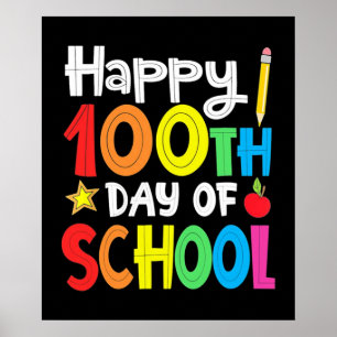 Happy 100th Day Of School Teacher Rainbow Poster