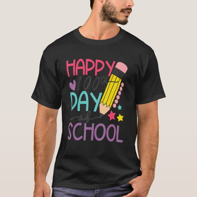 Happy 100th Day of School Teacher Student Kids T-Shirt (Front)
