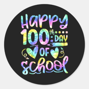Happy 100th Day Of School Tie Dye 100 Days Smarter Classic Round Sticker