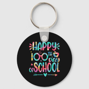 Happy 100th Day Of School Tie Dye 100 Days Smarter Key Ring
