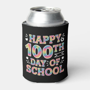Happy 100th Day Of School Tie Dye Rainbow 100 Days Can Cooler