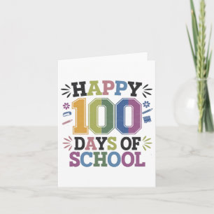 Happy 100th Day Of School Tie Dye Rainbow 100 Days Card