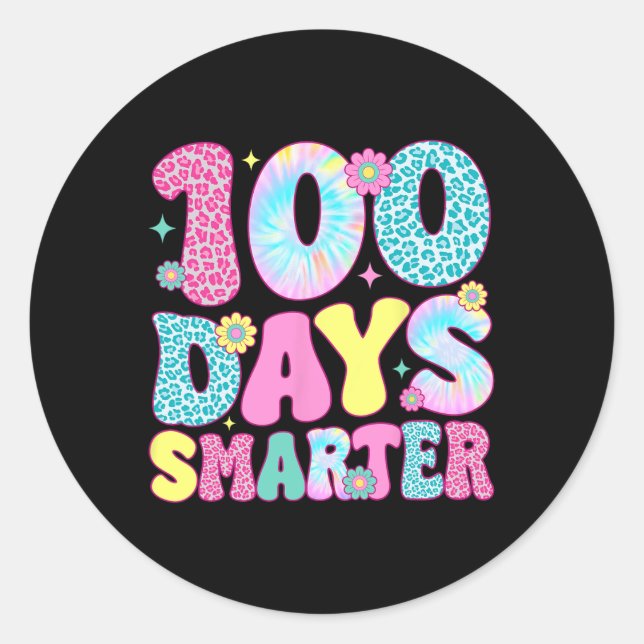 Happy 100th Day Of School Tie Dye Rainbow 100 Days Classic Round Sticker (Front)