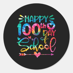 Happy 100th Day Of School Tie Dye Rainbow 100 Days Classic Round Sticker