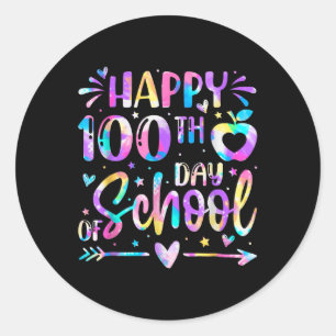 Happy 100th Day Of School Tie Dye Rainbow 100 Days Classic Round Sticker