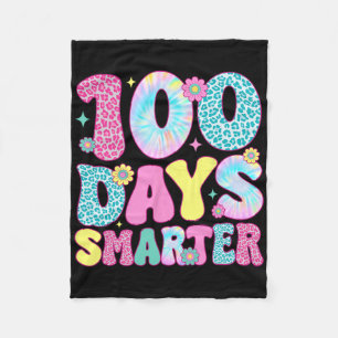 Happy 100th Day Of School Tie Dye Rainbow 100 Days Fleece Blanket
