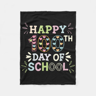 Happy 100th Day Of School Tie Dye Rainbow 100 Days Fleece Blanket