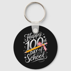 Happy 100th Day Of School Tie Dye Rainbow 100 Days Key Ring