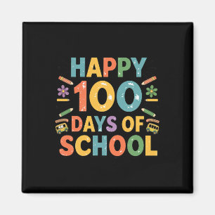 Happy 100th Day Of School Tie Dye Rainbow 100 Days Magnet