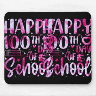 Happy 100th Day Of School Tie Dye Rainbow 100 Days Mouse Pad