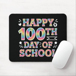 Happy 100th Day Of School Tie Dye Rainbow 100 Days Mouse Pad