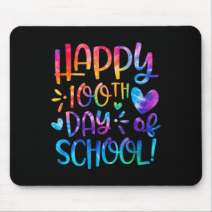 Happy 100th Day Of School Tie Dye Rainbow 100 Days Mouse Pad