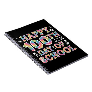 Happy 100th Day Of School Tie Dye Rainbow 100 Days Notebook