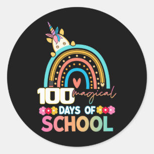 Happy 100th Day Of School Unicorn 100 Magical Days Classic Round Sticker