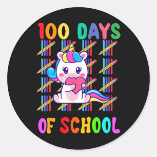 Happy 100th Day Of School Unicorn 100 Magical Days Classic Round Sticker