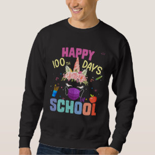 Happy 100th Day Of School Unicorn Face Mask Virtua Sweatshirt