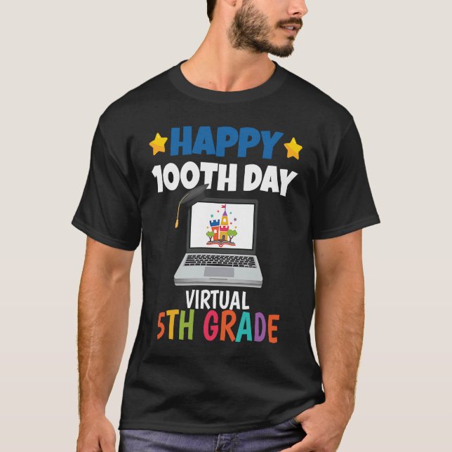 Happy 100th Day of School Virtual 5th Grade T-Shirt (Front)